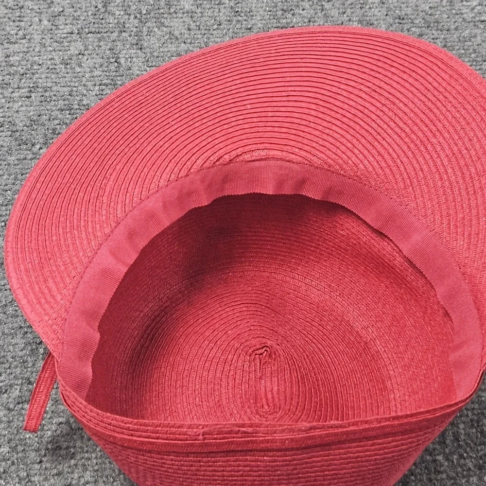 Villager Straw Sun Hat Women Red Bow Liz Claiborne Resort‎ Beach Coastal Grandma